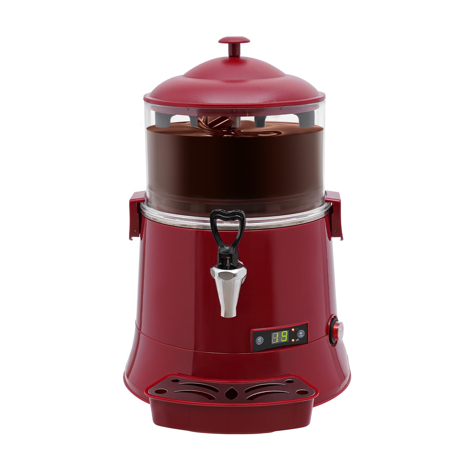 5L Commercial Hot Chocolate Machine - 400W Hot Chocolate Dispenser with Temperature Control (86-194℉) for Milk, Soy Milk & Tea - Perfect for Cafes, Restaurants & Events (Red)