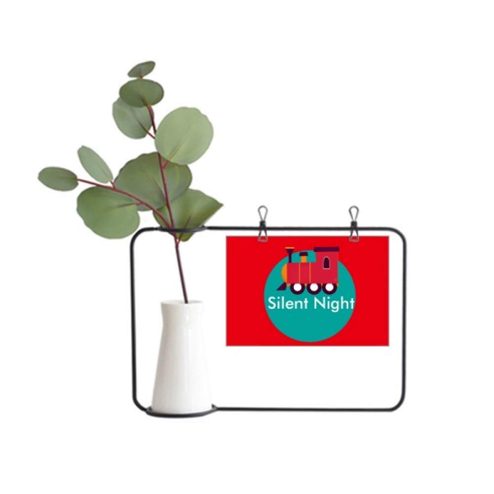 Silent Night Happy Metal Picture Frame & Ceramic Vase Set - Elegant Home Decor for Living Room, Bedroom, Office - Perfect Holiday Gift & Wall Art Display