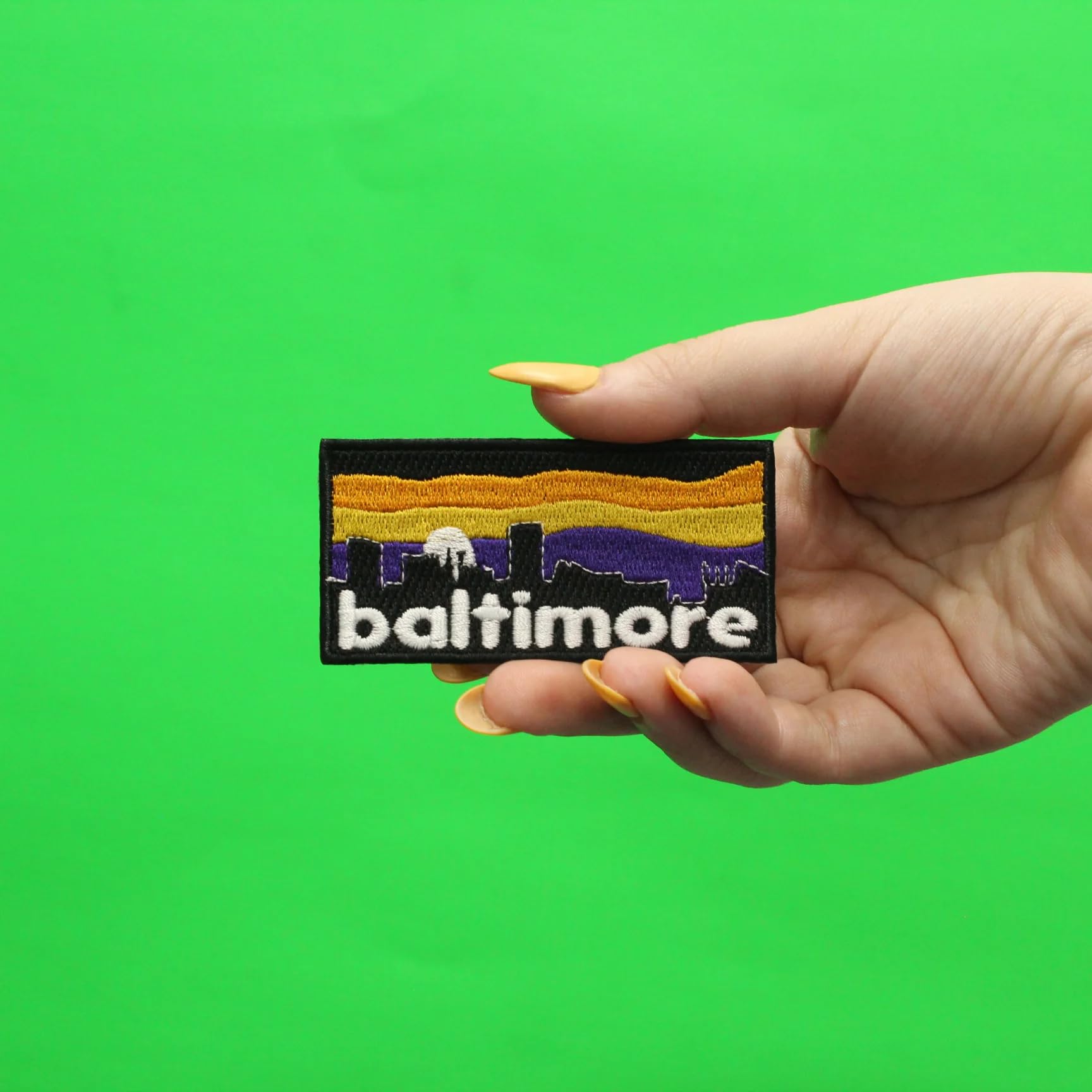 Baltimore Skyline Embroidered Iron On Patch for Jackets, Hats & Bags - Custom Sew-On Applique for DIY Crafts & Clothing Repair