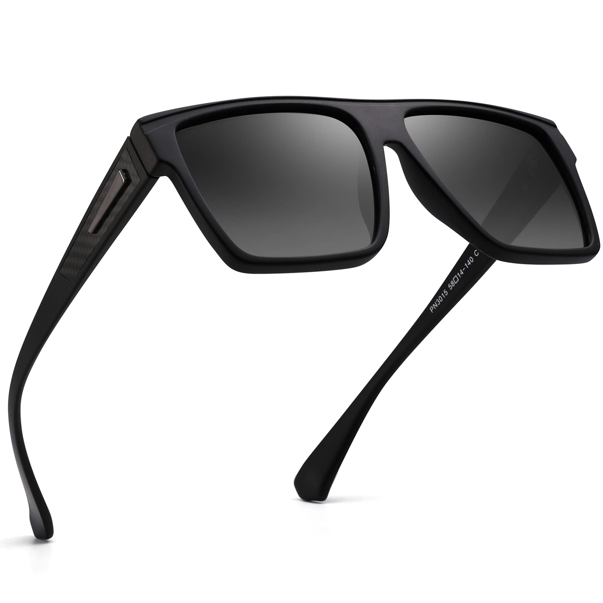 JIM HALO Retro Polarized Sunglasses for Men & Women - Flat Top Square Frame UV Protection Driving Glasses - Perfect for Outdoor Activities, Beach, Driving & Fashion Accessories