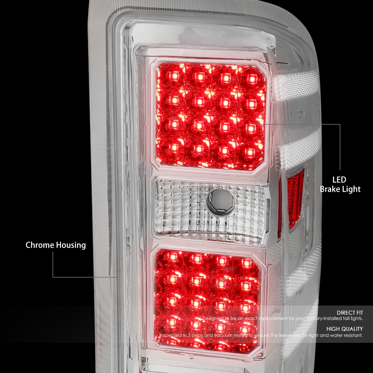 Auto Dynasty LED Tail Lights for 2014-2019 Chevy Silverado 1500/2500HD/3500HD - Chrome Housing Clear Lens Brake & Reverse Lamps (Driver & Passenger Side) | Enhanced Night Visibility & Safety for Truck Drivers