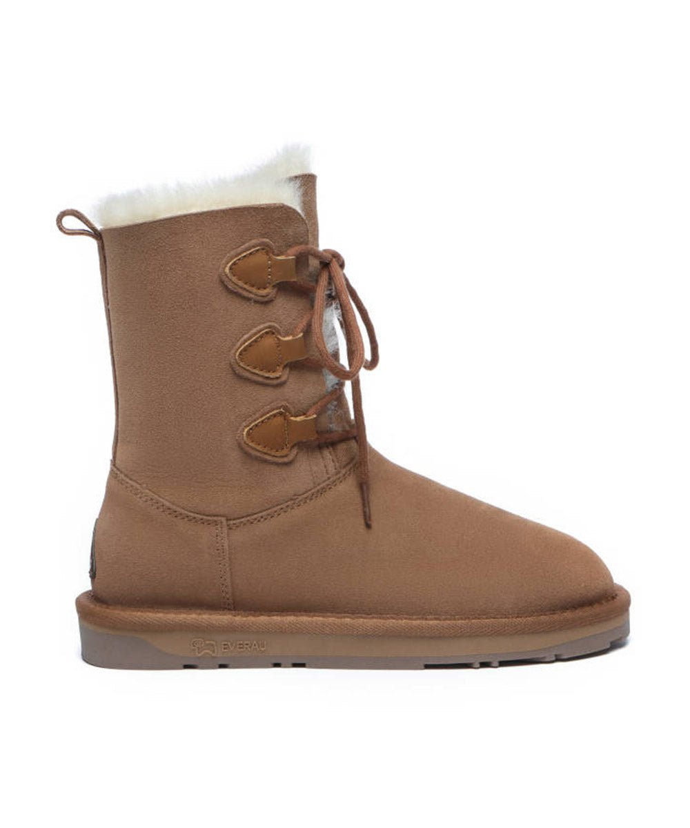 Women's Adel Lace Up Boots - Stylish Ankle Boots for Women, Comfortable Leather Booties with Side Zipper, Perfect for Fall/Winter Fashion, Office & Casual Outfits