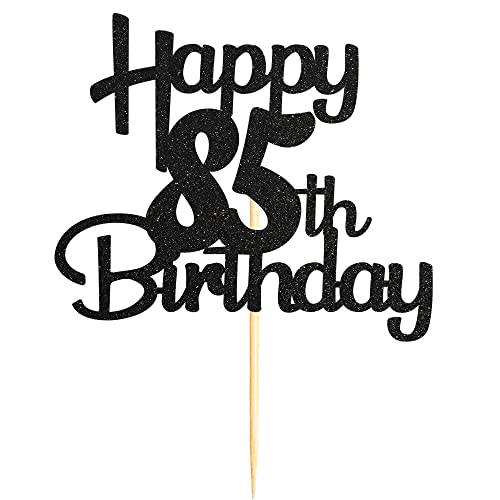 85th Cake Topper - Black Glitter