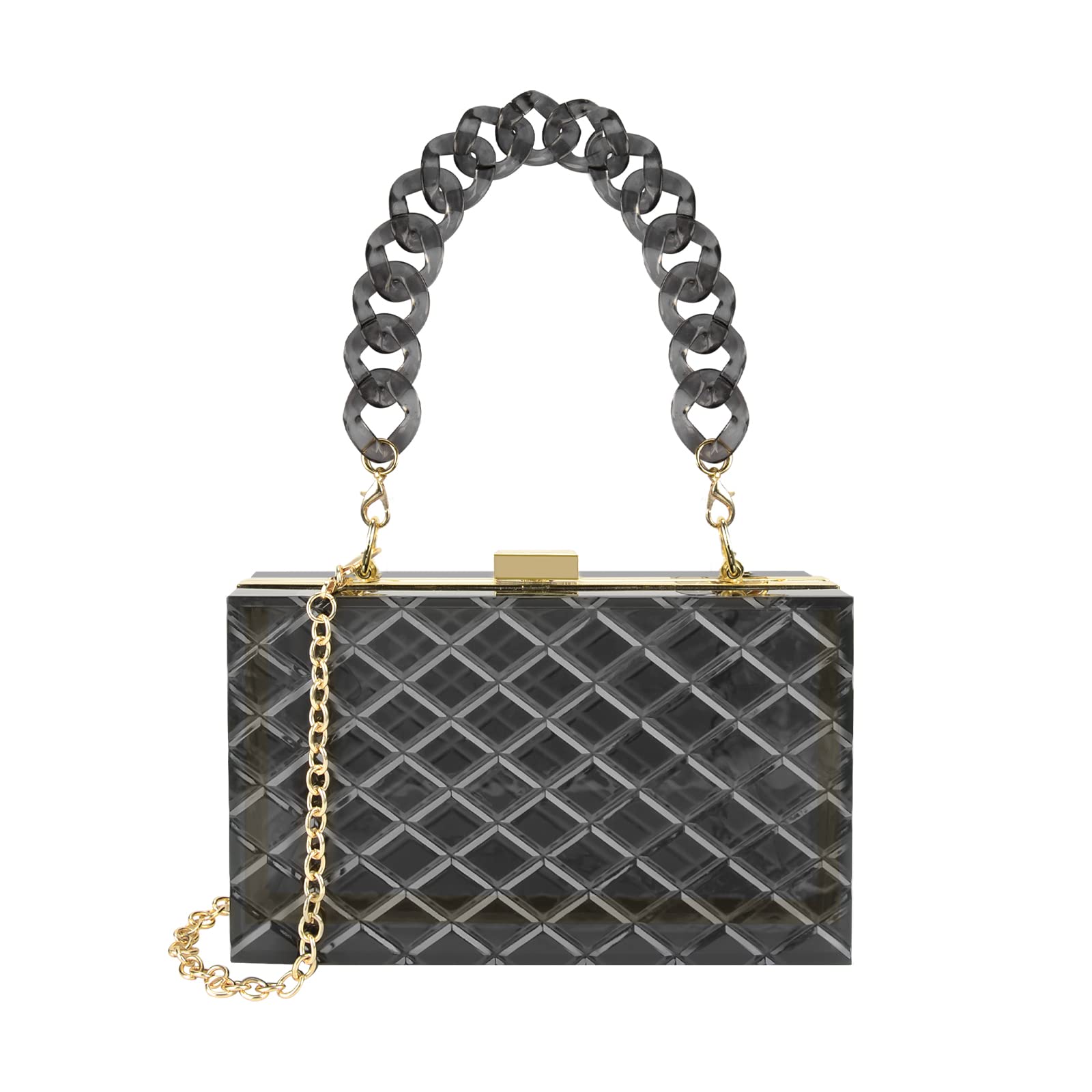 Women's Clear Acrylic Evening Clutch Bag - Transparent Crossbody Shoulder Purse for School, Prom, Concerts & Special Occasions | Fashionable & Practical Handbag for Parties, Events & Night Out