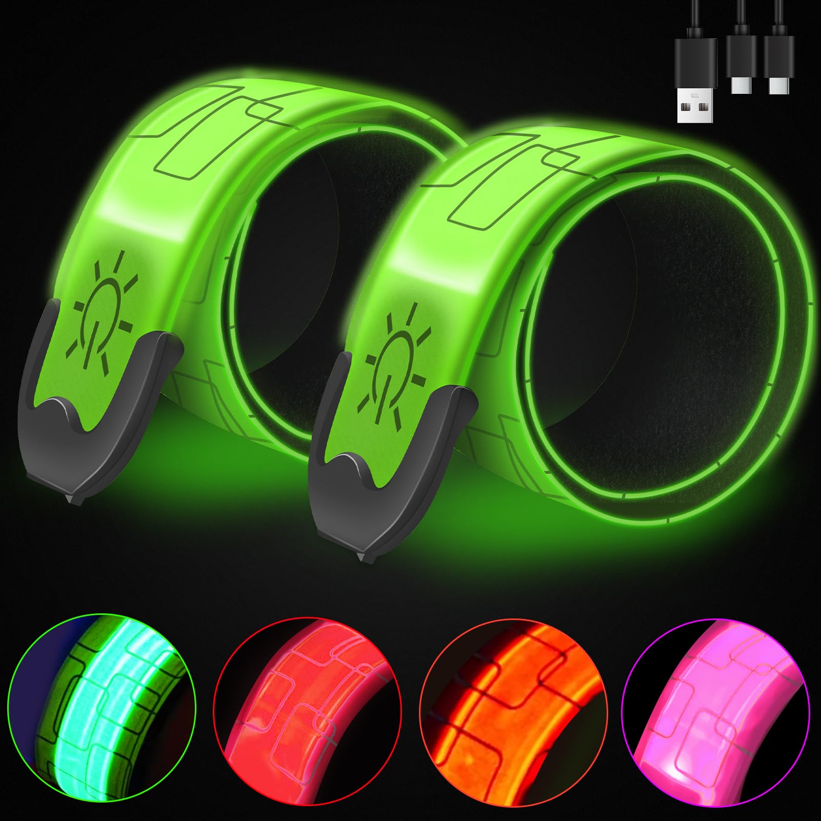 **LED Running Lights for Runners & Walkers - Rechargeable Safety Lights with 3 Bright Modes & Reflective Strips - Perfect for Night Jogging, Walking, Cycling & Outdoor Activities (2-Pack, Unisex)**