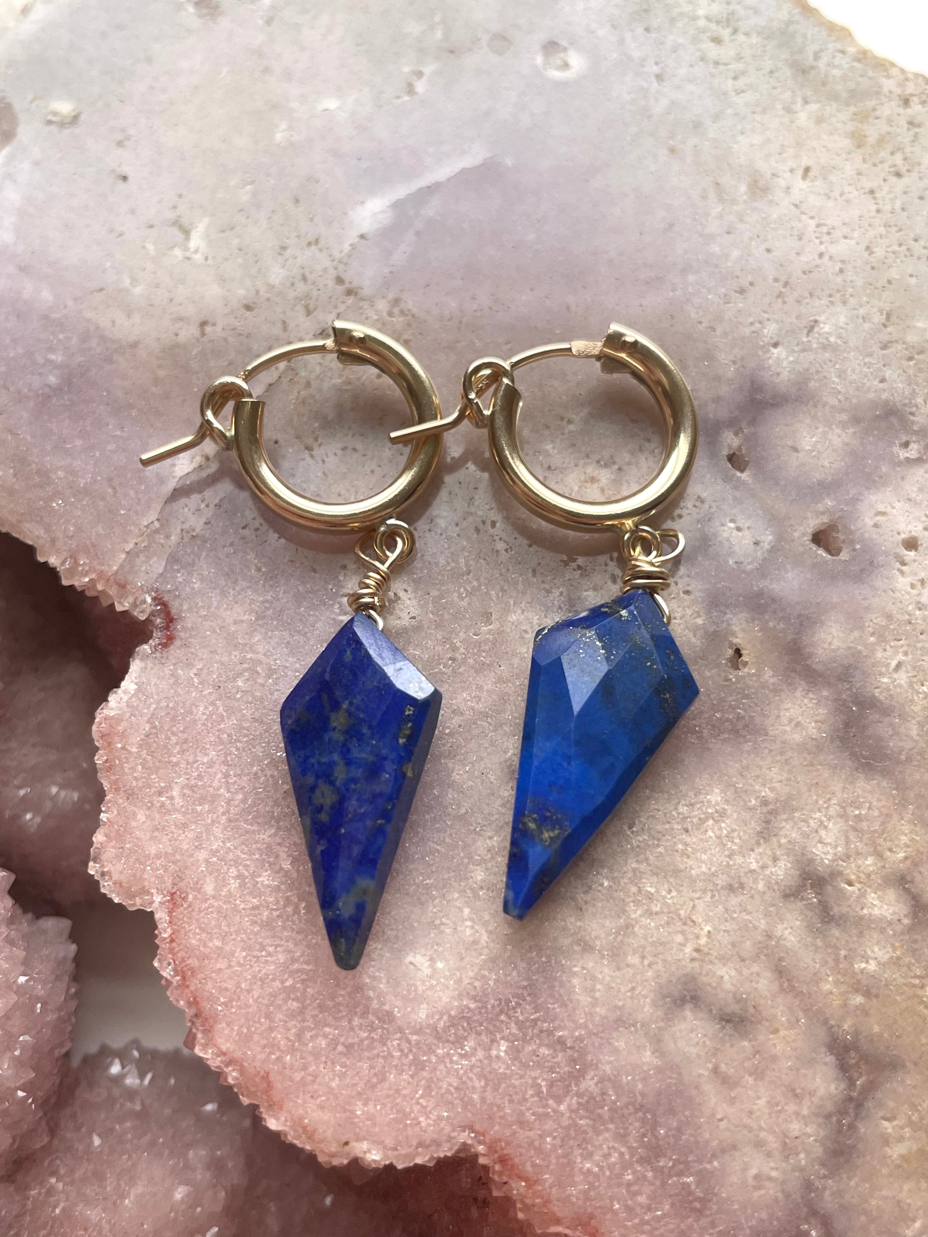 Lapis Lazuli Dangle Hoop Earrings for Women - 925 Sterling Silver Bohemian Jewelry | Perfect for Parties, Weddings & Everyday Wear