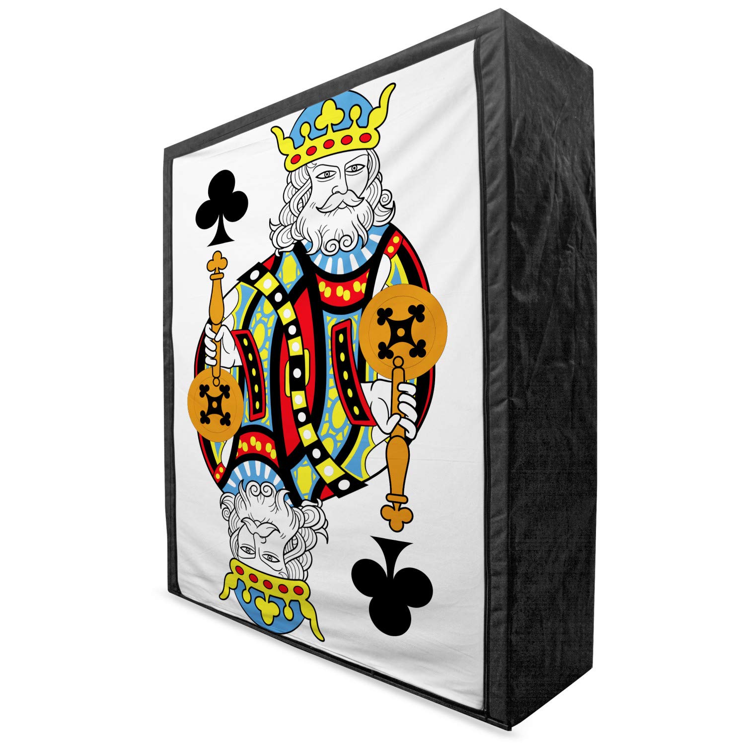 Ambesonne King Size Portable Fabric Wardrobe - Playing Cards & Poker Game Themed Closet Organizer with Shelves, 59 Inch Multicolor Storage Solution for Bedroom, Dorm, or Guest Room | Perfect for Clothes, Shoes & Accessories Organization