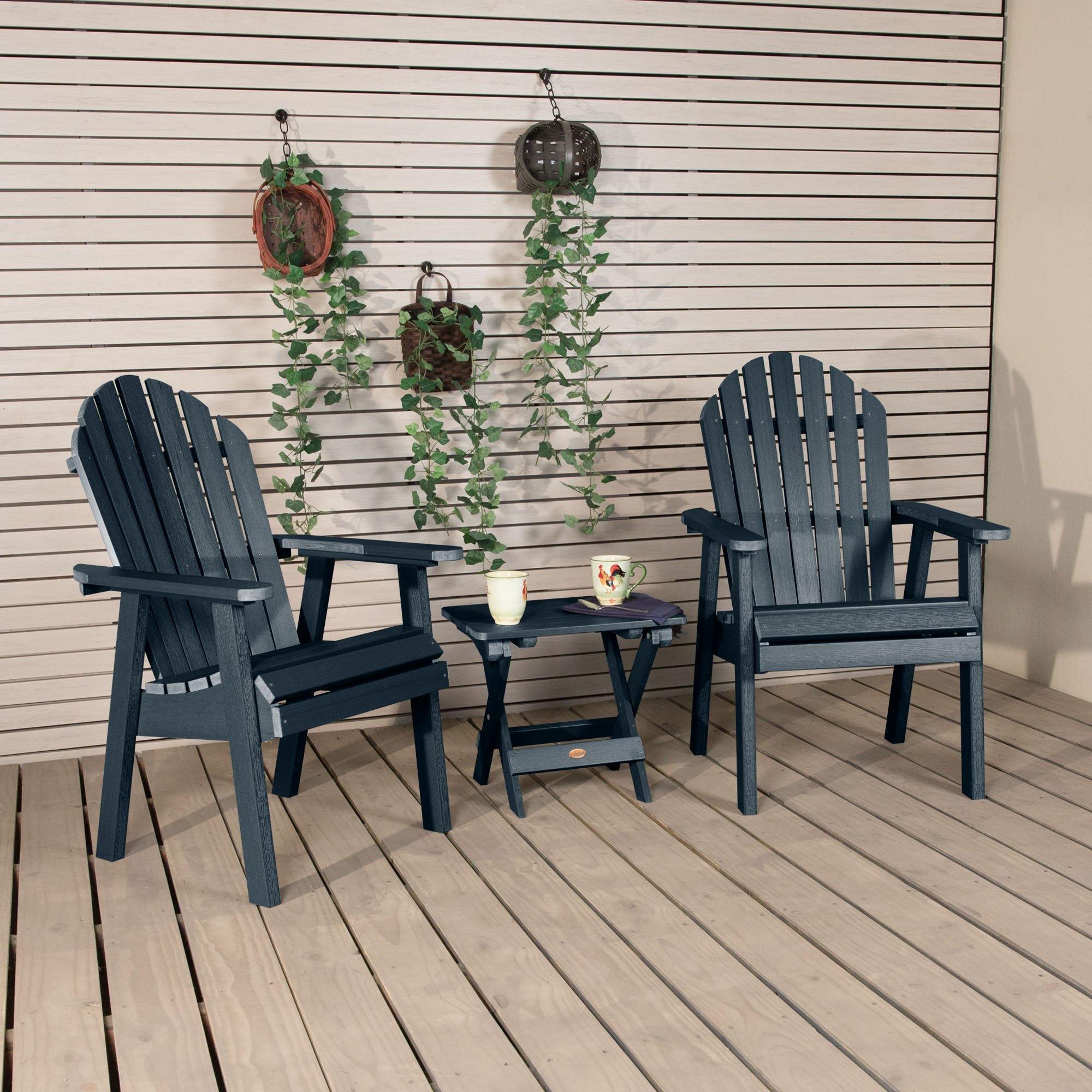 2 Pack Hamilton Folding Deck Chairs with Adjustable Side Table - Outdoor Patio Furniture for Poolside, Beach, Garden & Backyard Relaxation
