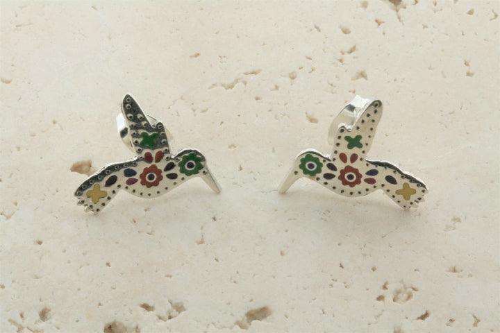 Vibrant Multi-Color Enamel Hummingbird Stud Earrings - Perfect for Boho Fashion, Summer Outfits & Gift Giving