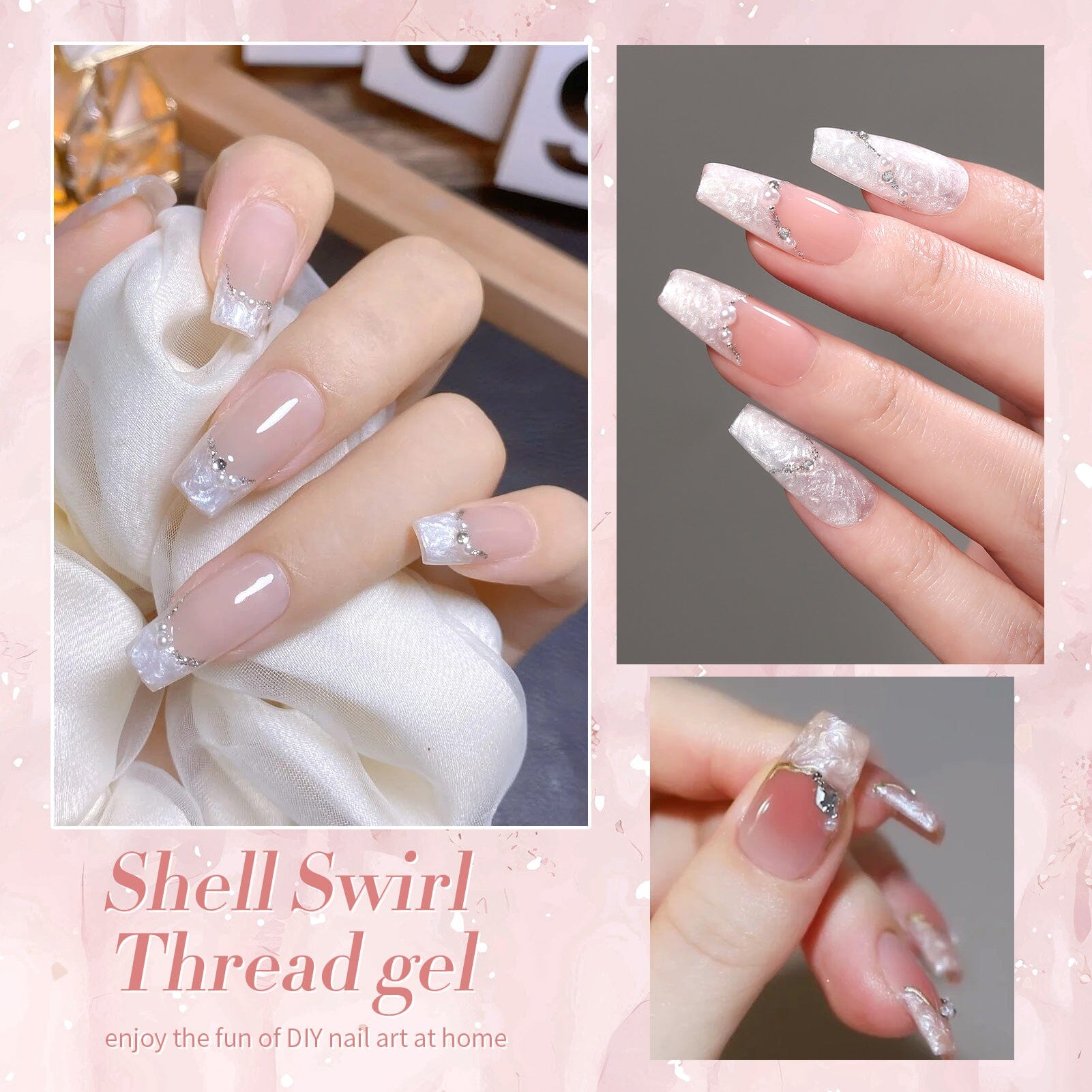 Shell Thread Nail Gel - Pearl White 15ml | Professional UV LED Soak Off Gel Polish | Perfect for Nail Art, Manicures & Salon Use