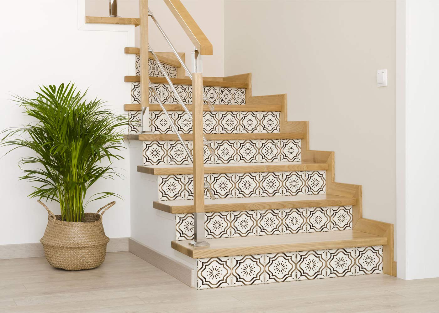 Mi Alma Collection Fireplace Tile Stickers 24 PCS Set - Peel and Stick Backsplash Tile Decals for Bathroom, Kitchen, Fireplace - Self-Adhesive Wall Tiles in Golden Brown (4x4 Inch) - Perfect for Home Renovation, DIY Projects & Rental Apartment Upgrades