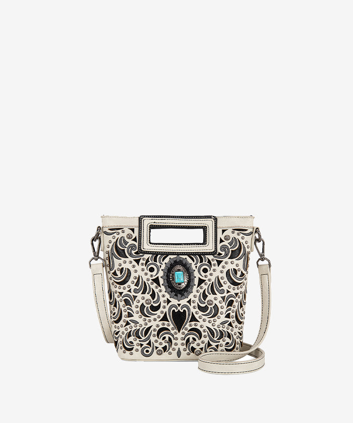 Montana West Embroidered Crossbody Bag for Women - Stylish Cut-Out Design, Perfect for Travel, Shopping & Everyday Use
