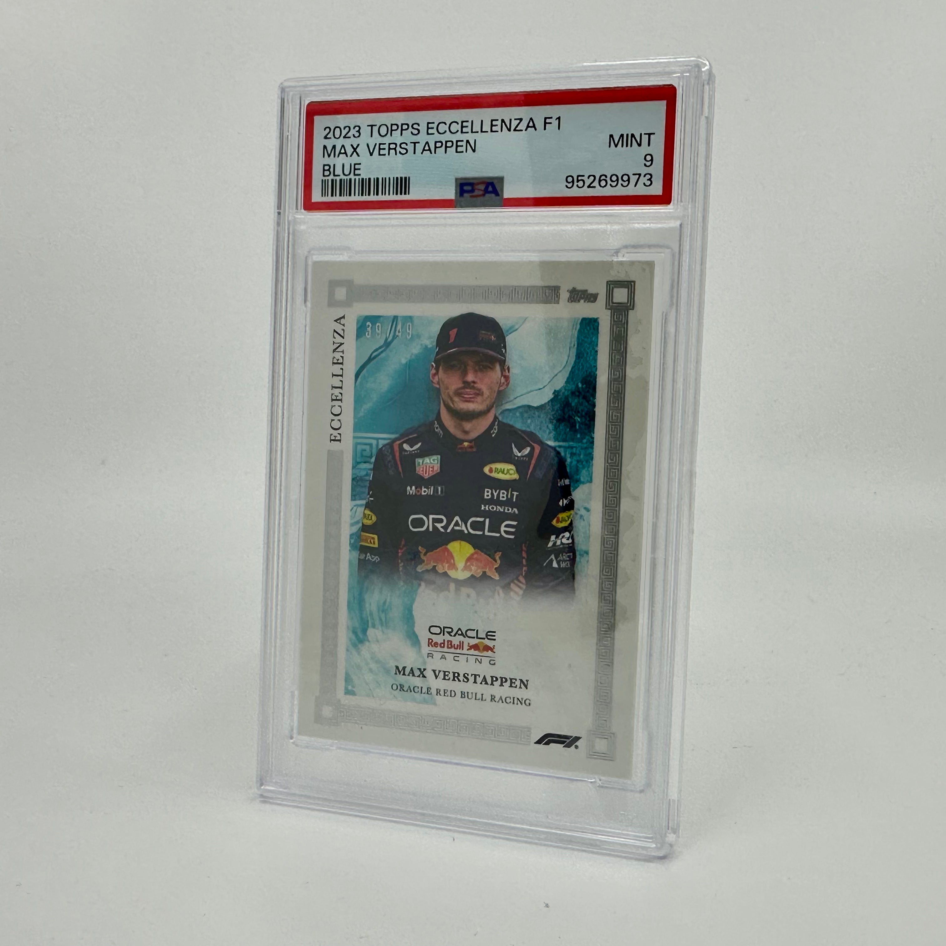 PSA 9 Graded Max Verstappen 2023 Eccellenza Blue #39/49 - Rare F1 Trading Card for Collectors & Racing Fans - Perfect for Display, Investment & Memorabilia Collections