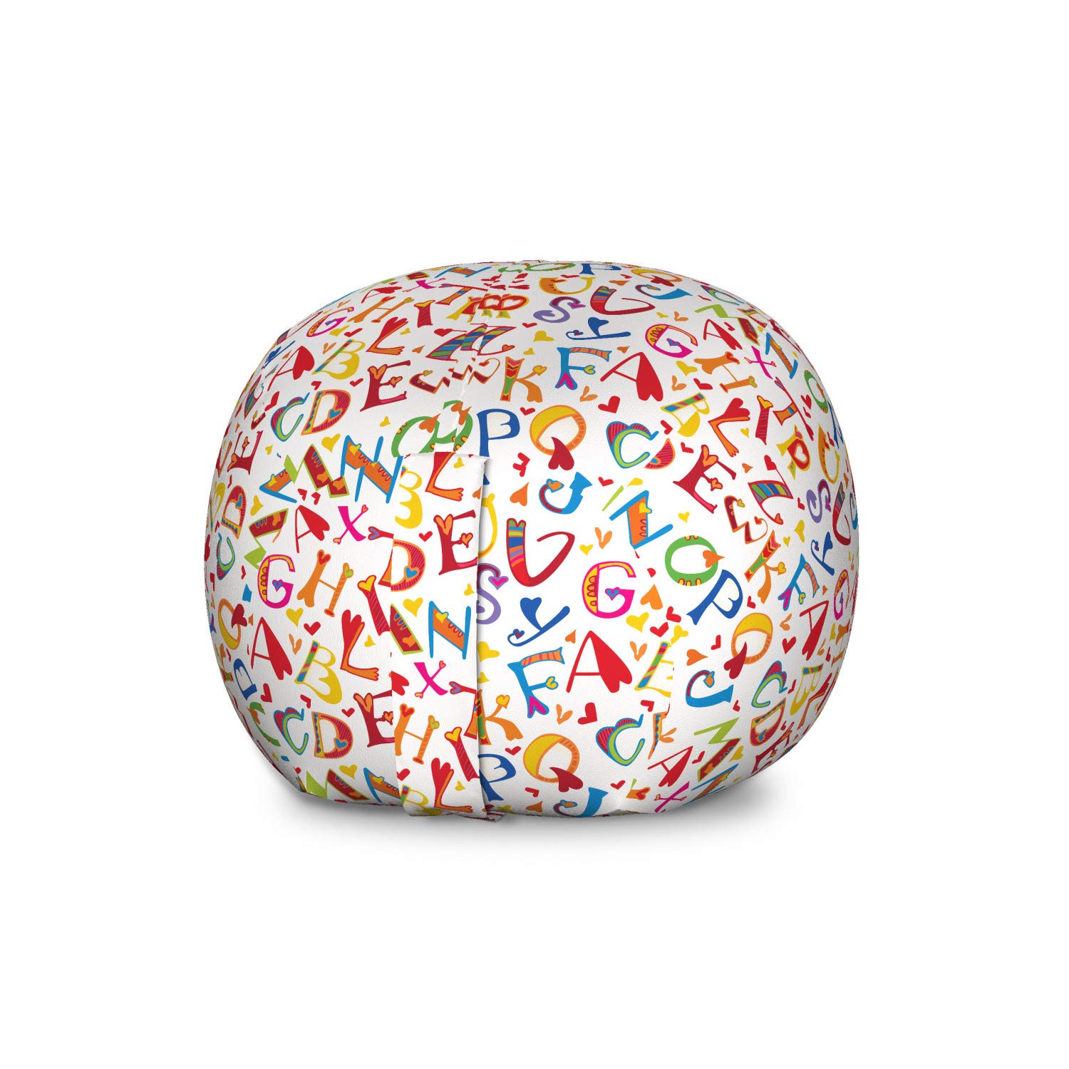 Ambesonne Alphabet Storage Toy Bag Chair - Funky Vibrant Cartoon Letter Pattern, Large Washable Stuffed Animal Organizer for Kids' Room, Playroom & Nursery - Multicolor Storage Solution for Toys, Blankets & Plushies