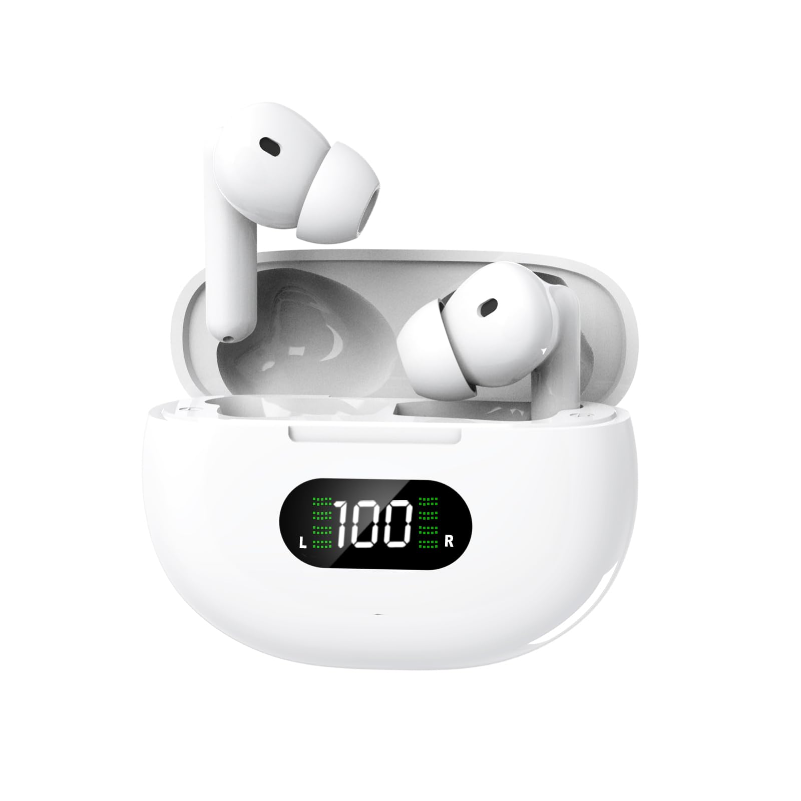 Wireless Bluetooth Earbuds with 45H Playtime & LED Power Display - IPX7 Waterproof, Active Noise Cancelling, Fast Charge for Gym, Running, Travel & Work