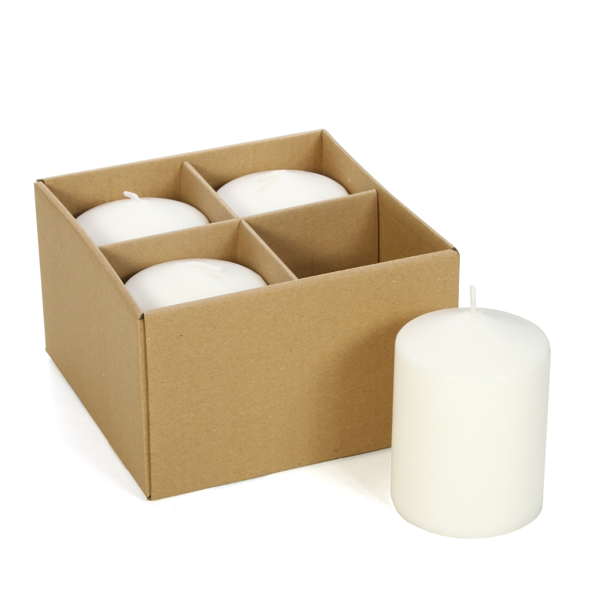 Hosley 4 Inch White Unscented Pillar Candles - Set of 4 for Wedding Decor, Emergency Lighting, Spa Relaxation, Aromatherapy, Party Centerpieces & Reiki Healing - Perfect for Home Decor, Romantic Dinners & Candlelit Gardens