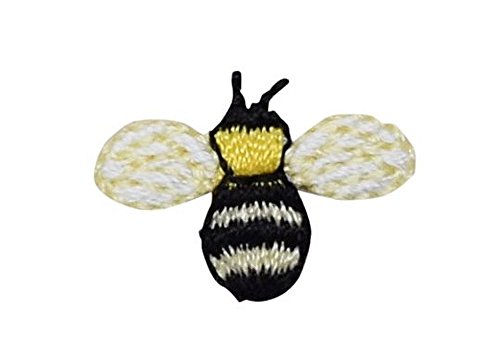 Mini/Small Bee Iron On Patch - Yellow & Black Embroidered Applique for DIY Crafts, Jackets, Backpacks & Costume Design