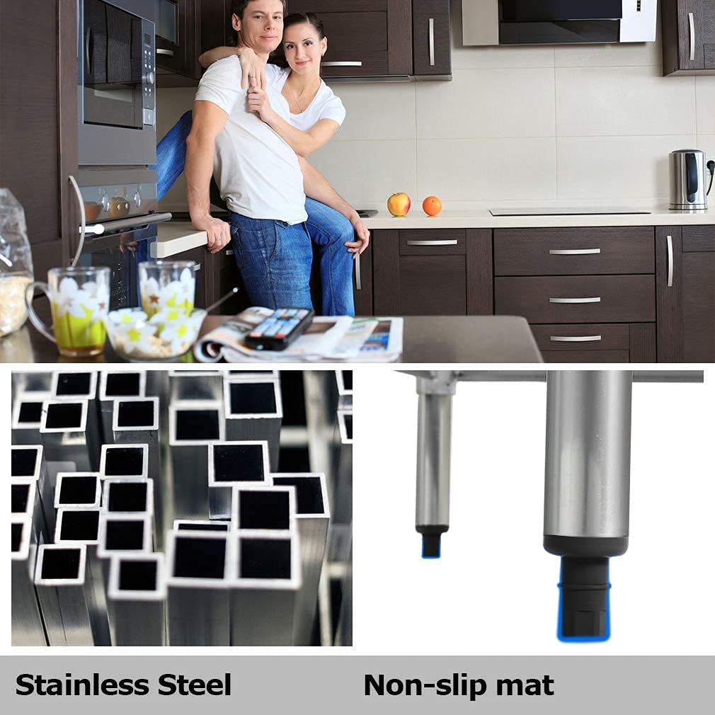 Stainless Steel Commercial Kitchen Work Table with Storage & Adjustable Feet - Heavy Duty Metal Utility Table for Restaurant, Hotel, Home & Garage - Perfect for Food Prep, Cooking & Workspace (48