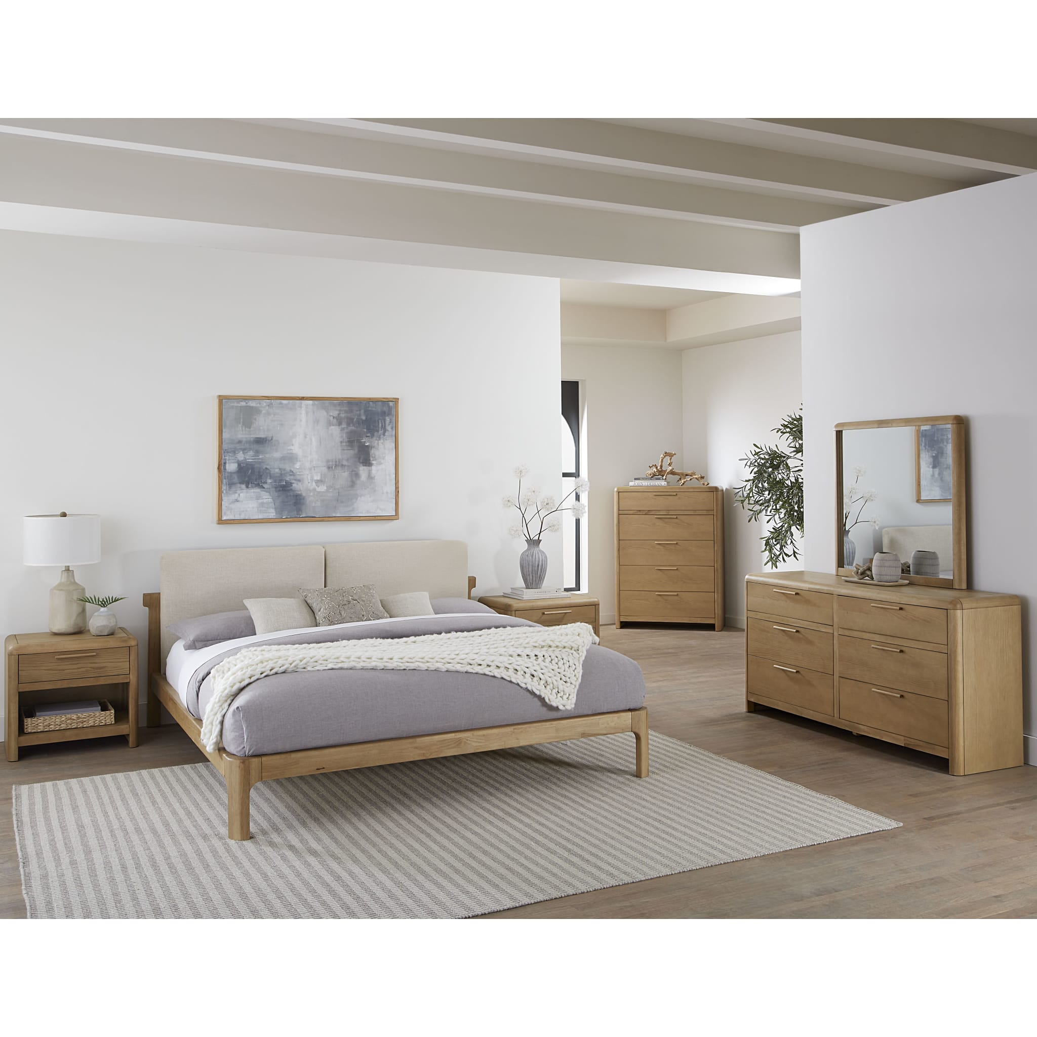 Furano 5-Drawer Ash Wood Dresser in Ginger - Stylish Storage for Bedroom, Living Room, or Office Organization