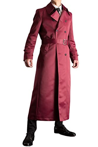 Premium Men's Napoleon Designer Long Wool Coat - Elegant Red Wine Color for Winter Fashion | Perfect for Formal Events, Weddings & Cold Weather Outfits