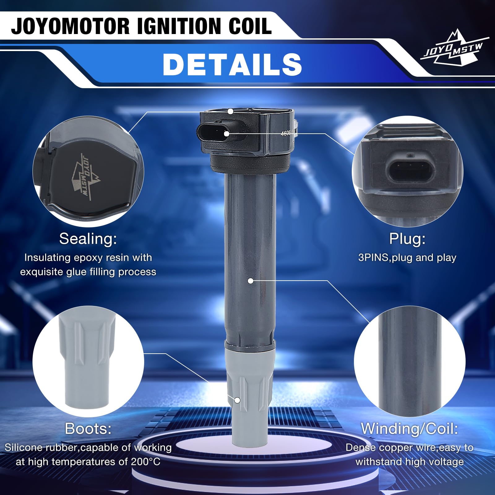 High Performance Ignition Coil Pack Replacement for 2006-2011 Chrysler Dodge Pacifica 300 Sebring Town Country Avenger Challenger Charger Grand Caravan 2.7L 3.5L 4.0L V6 - Compatible with UF502 4606869AA - Set of 6 - Perfect for Engine Misfire Repair & Smooth Acceleration