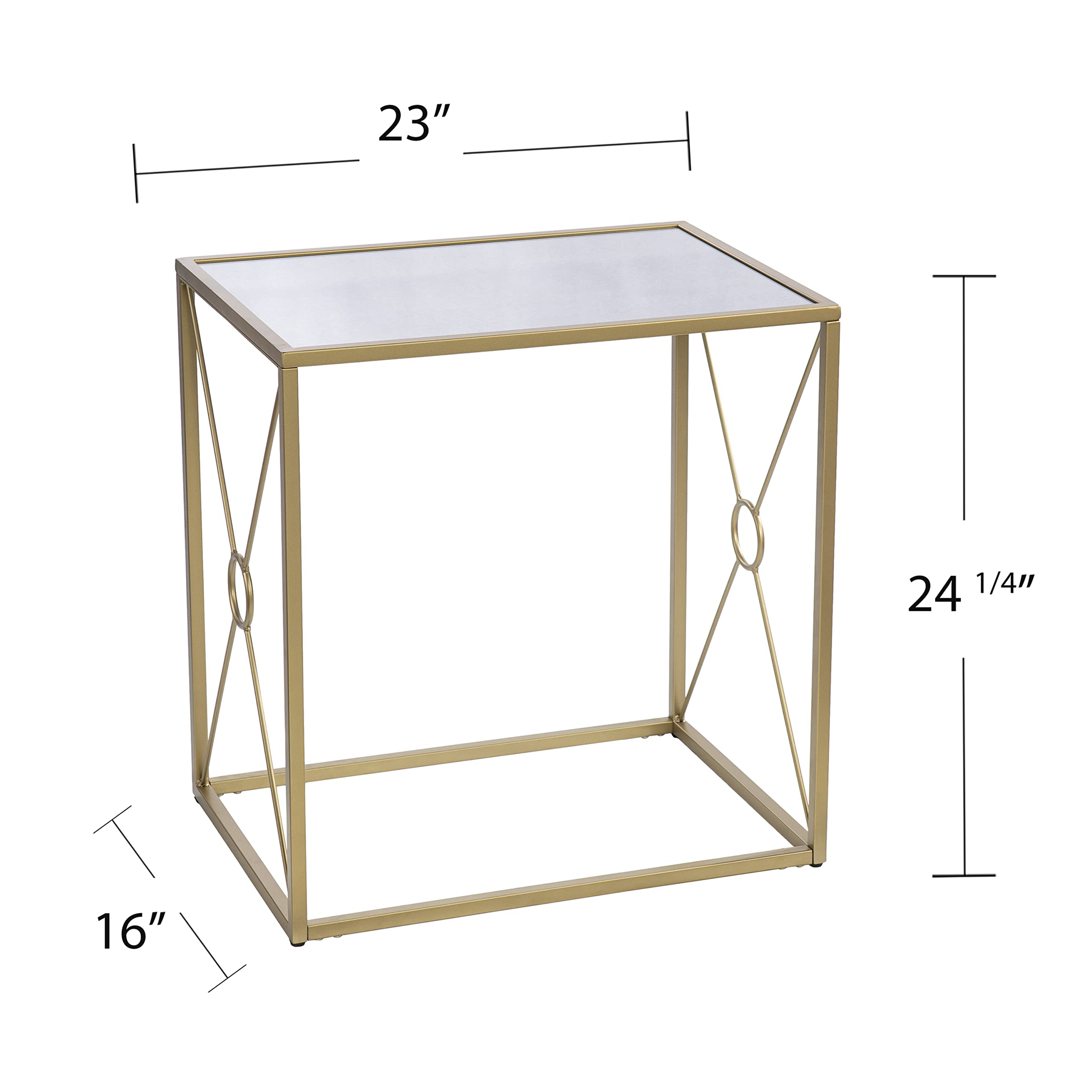 SEI Furniture Larden Table - 23 Inch Round Dining Table in Gold Finish | Perfect for Small Spaces, Breakfast Nooks & Modern Home Decor