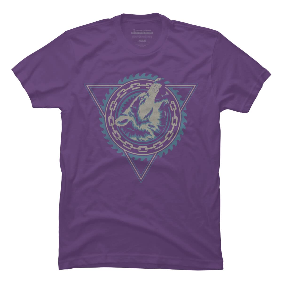 Design By Humans Men's One Wolf Saw Graphic T-Shirt | Unique Artistic Tee for Casual Wear & Street Style | Perfect for Outdoors, Concerts & Everyday Fashion