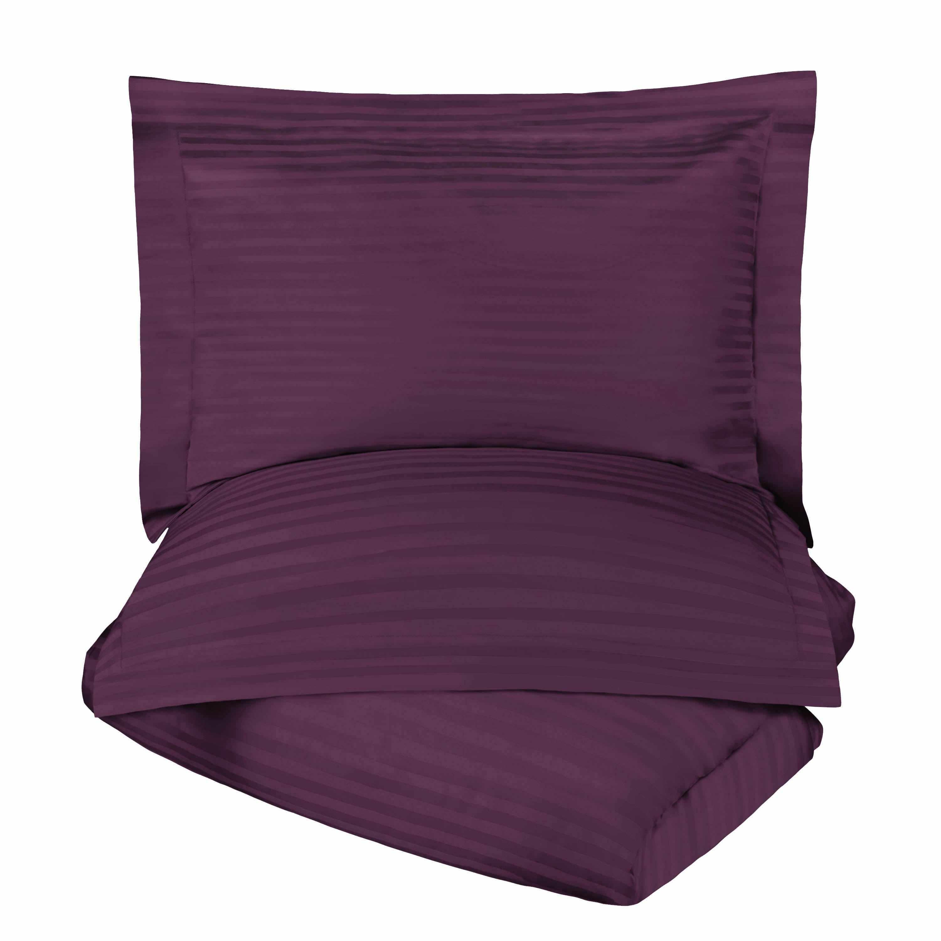 400 Thread Count Lightweight Stripe Egyptian Cotton Duvet Cover Set - Queen Size, Breathable & Soft Bedding for All Seasons - Perfect for Master Bedroom, Guest Room & Hotel Use