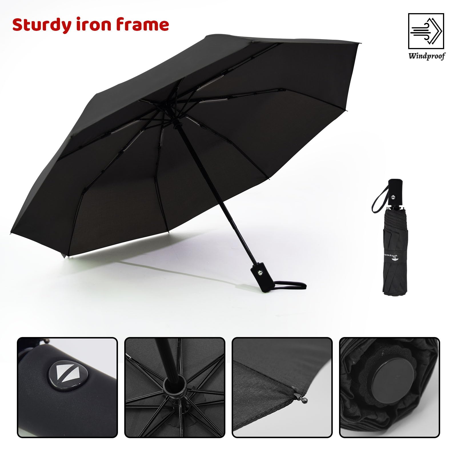 SY COMPACT Travel Umbrella - Windproof Automatic Open Close Umbrella with Durable Fiberglass Frame - Perfect for Commuting, Business Trips & Outdoor Adventures