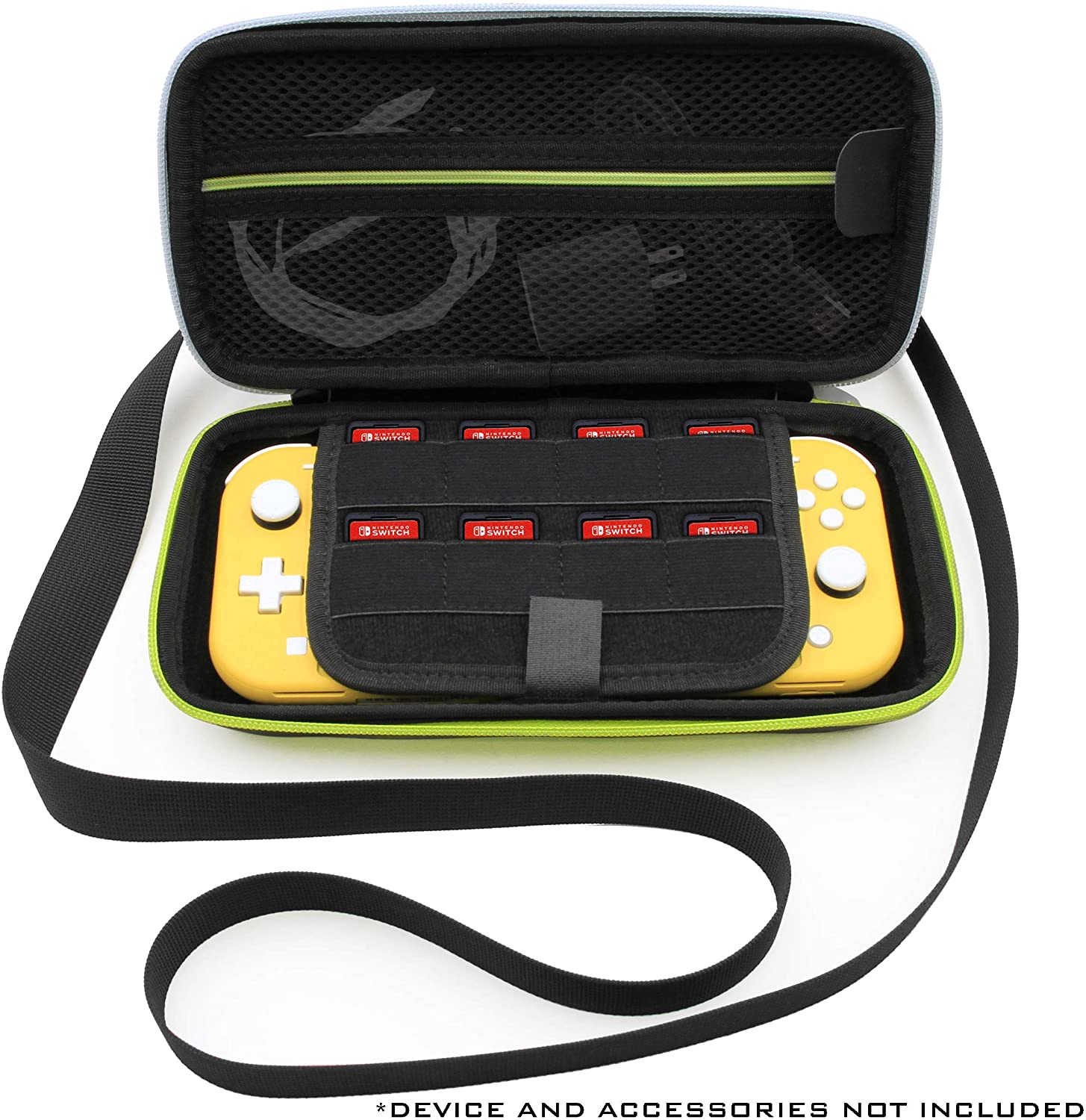 CASEMATIX Protective Carrying Case for Nintendo Switch Lite - 8 Game Slots, Scratch-Resistant Screen Divider, Accessory Storage & Adjustable Strap - Perfect for Travel, Gaming On-The-Go & Console Protection