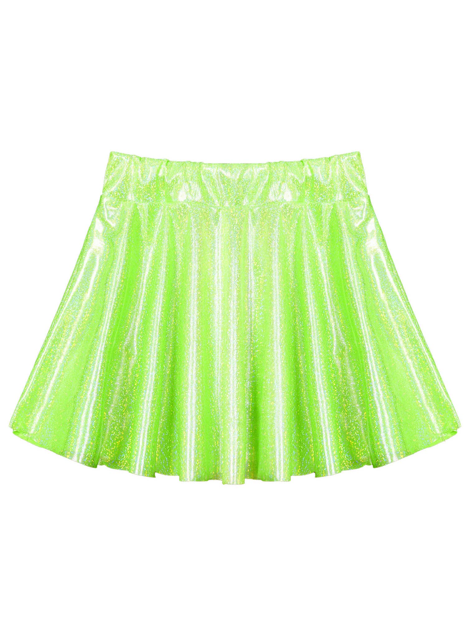 TiaoBug Girls Metallic Crop Top & Shiny Skort Set - Hip Hop Dancewear, Ballet Jazz Outfit, Playwear for Kids