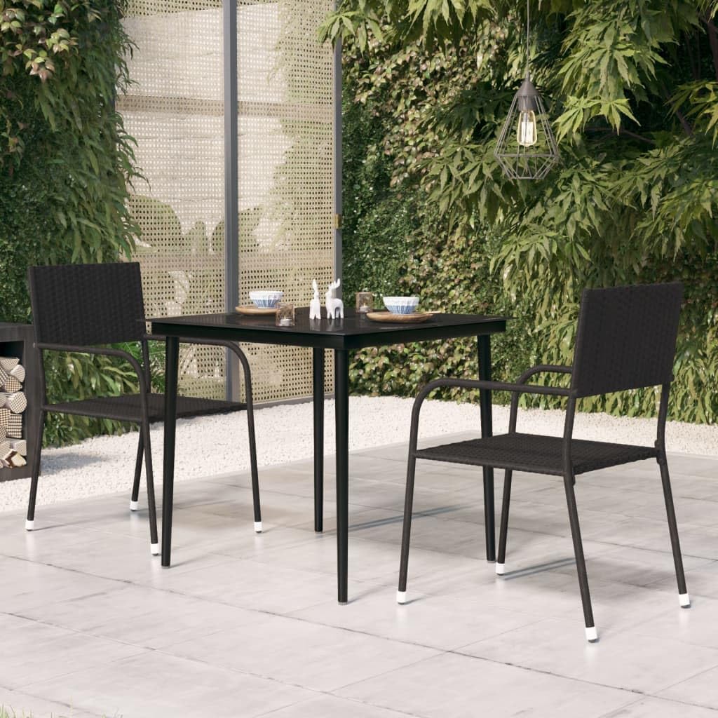 vidaXL Black Steel and Glass Square Patio Dining Table - Outdoor Dinner Table for Garden, Balcony, Patio | Perfect for Al Fresco Dining, Backyard BBQs, and Outdoor Entertaining