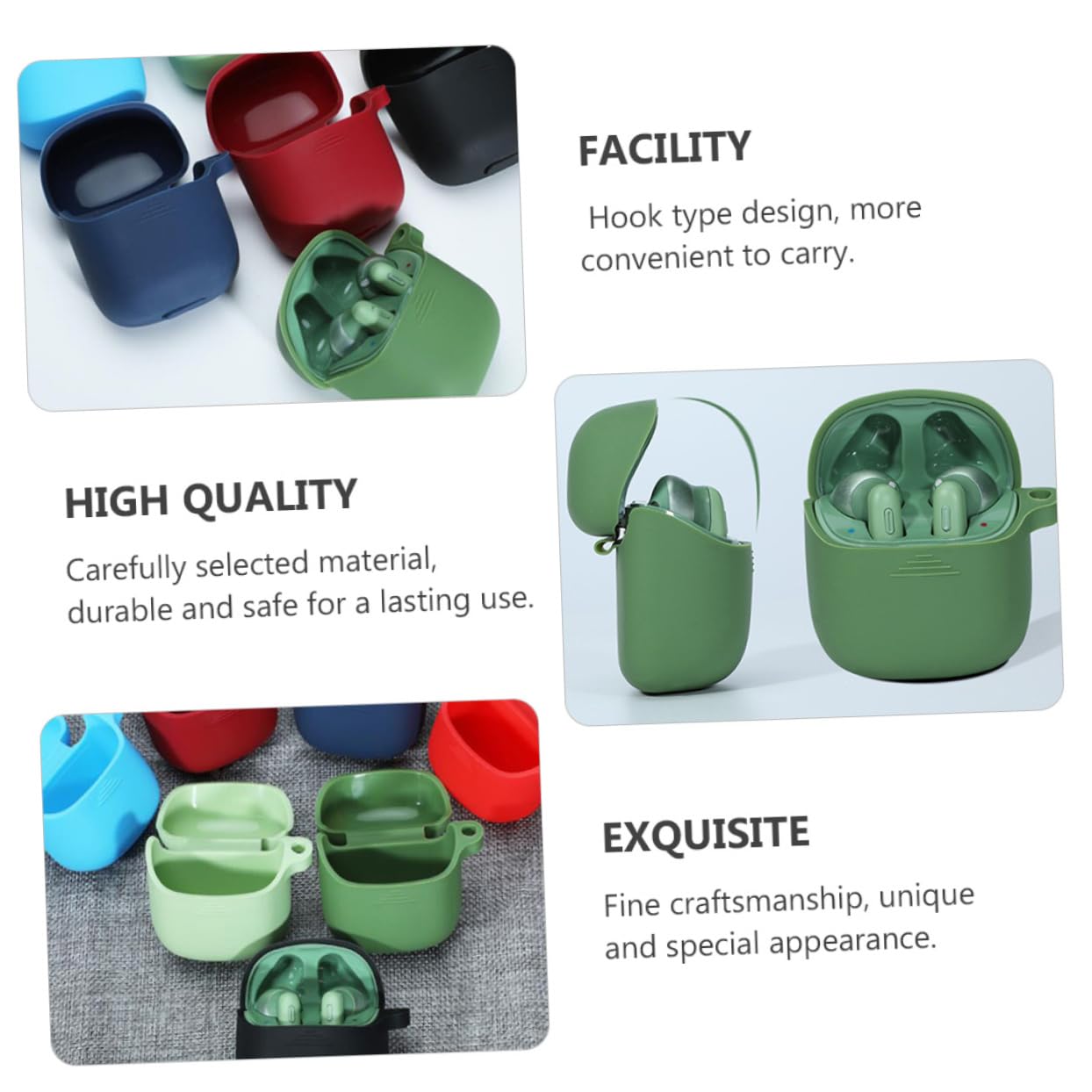 Veemoon Silicone Protective Case for Tune220TWS Wireless Earbuds - Shockproof Cover with Full Protection for AirPods Pro/Samsung Buds (Perfect for Gym, Running & Travel)