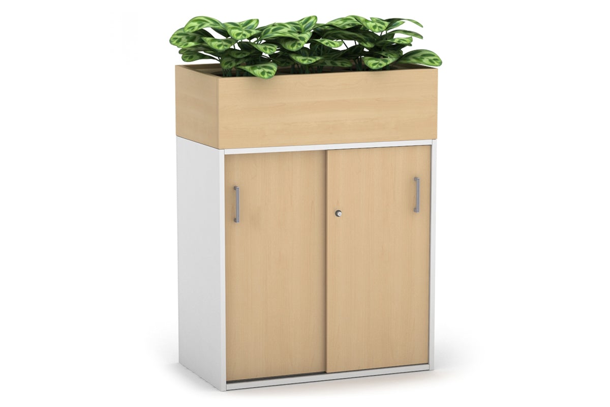 Uniform Medium Credenza with Planter Box - 800W x 1125H x 428D - Modern Storage Cabinet for Living Room, Bedroom or Office - Perfect for Home Organization and Indoor Plant Display