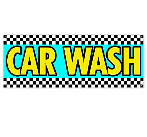 13 oz Heavy-Duty Vinyl Car Wash Banner with Metal Grommets - Durable Non-Fabric Sign for Auto Detailing, Car Dealerships & Vehicle Promotion