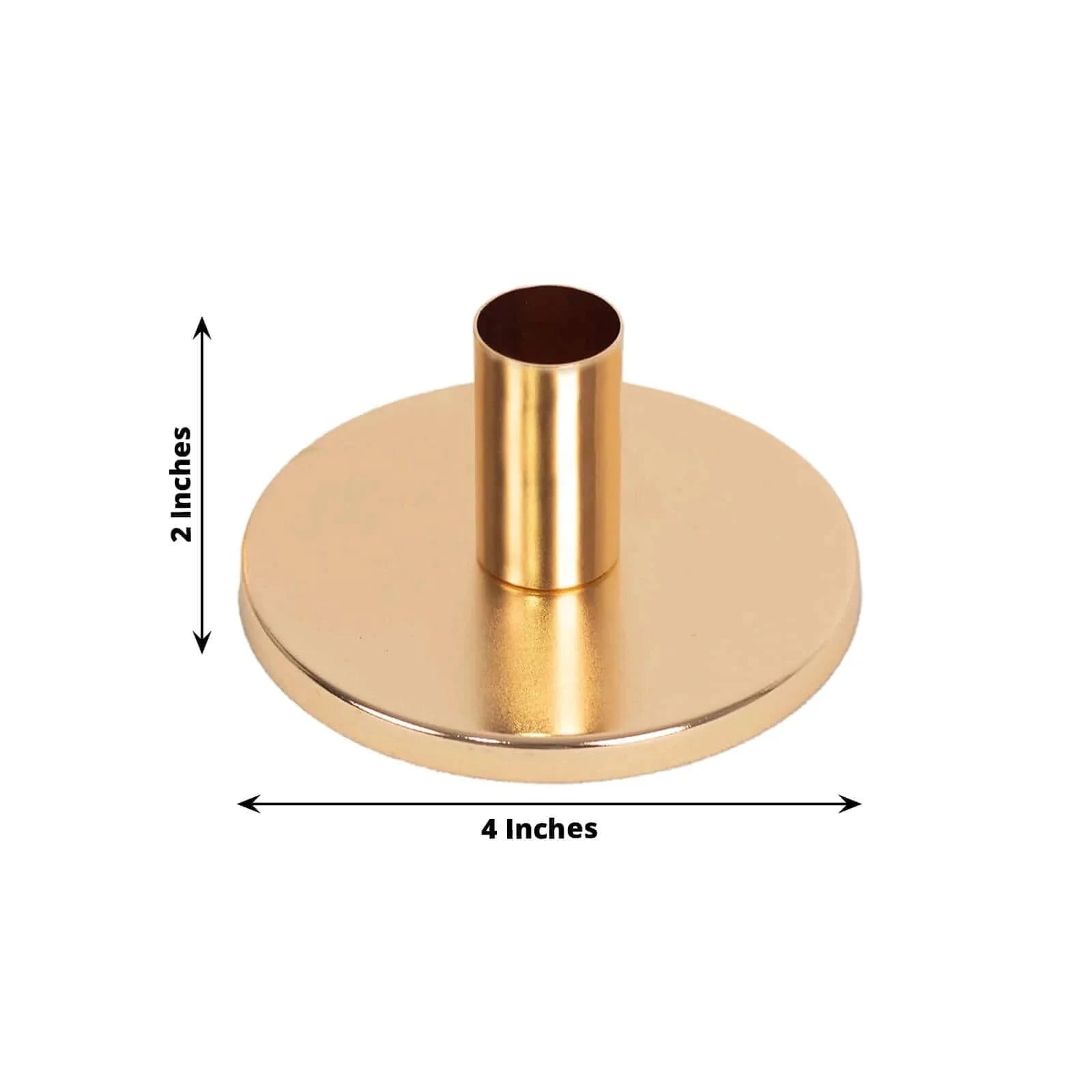 2 Pack Gold Metal Taper Candle Holders - Elegant Table Decor for Weddings, Dining, and Home Decoration