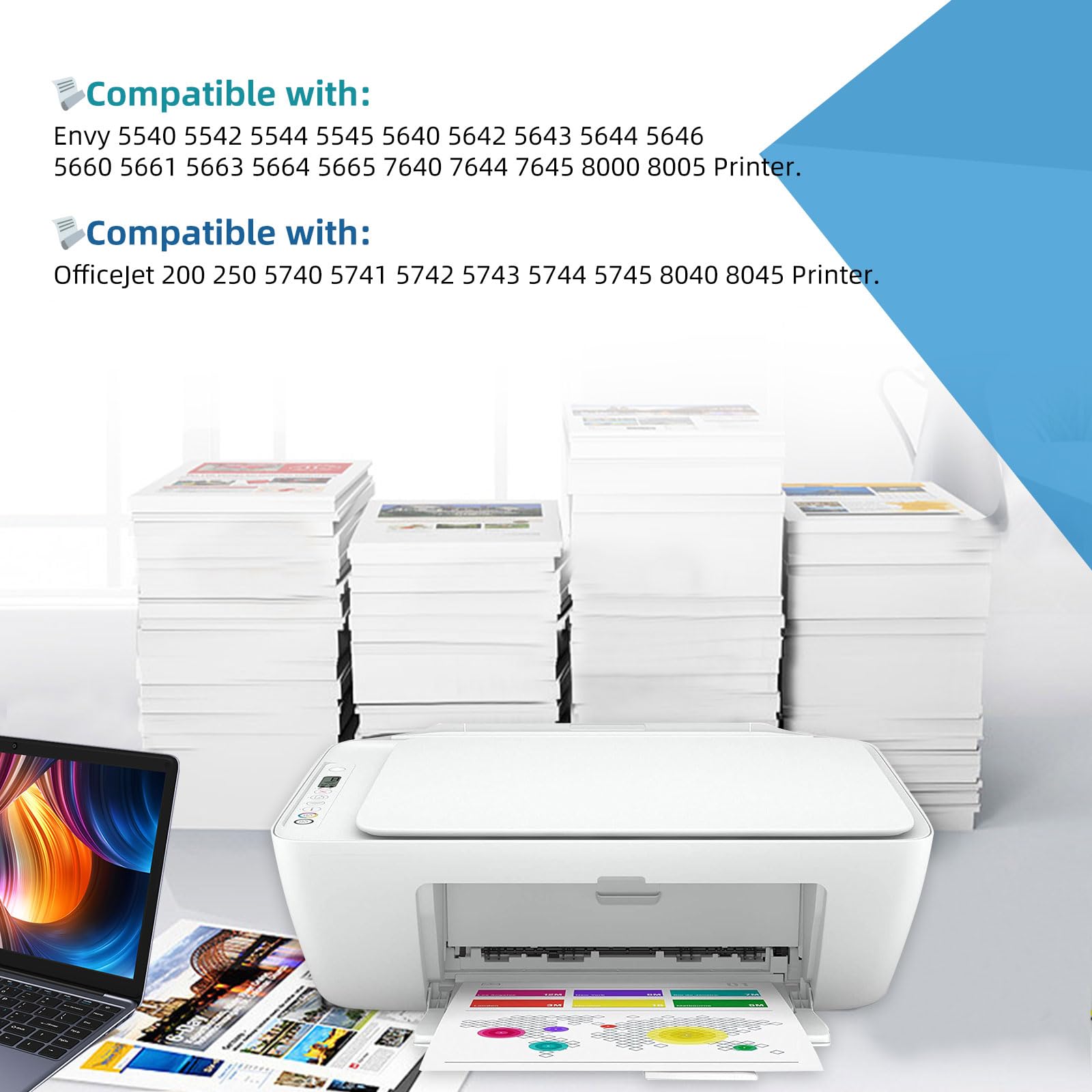 High-Quality Remanufactured HP 62XL Ink Cartridge Replacement - Compatible with HP 5540, 5542, 5545, 5640, 5642, 5660, 5664, 5665, 7640, 7645, 8000, 200, 250, 5740, 5742, 5743, 5745, 8040, 8045 Printers - Perfect for Home, Office & School Printing Needs