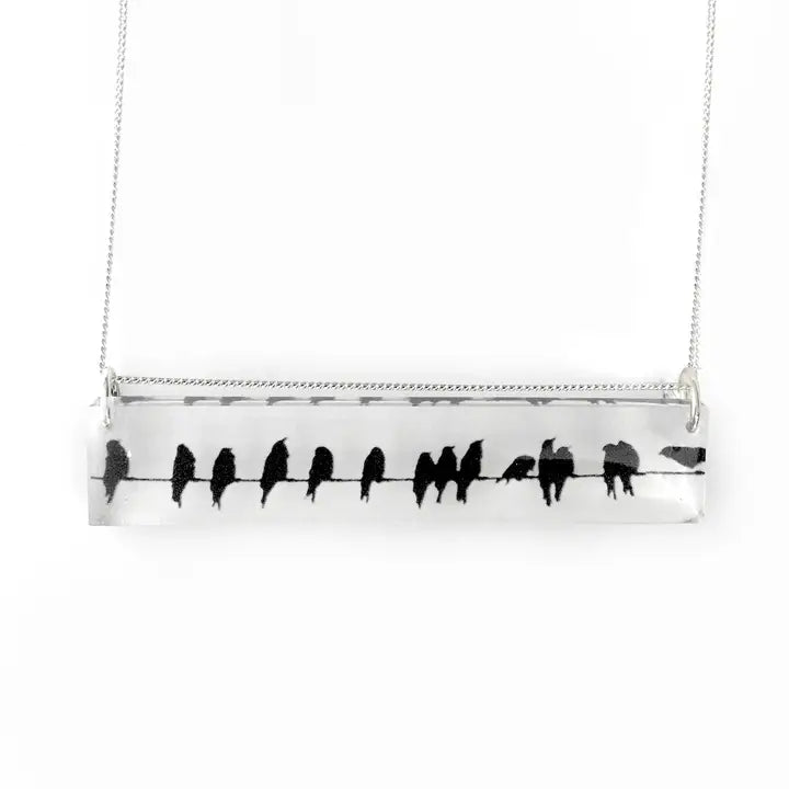 Black Drop Designs Landscape Crows Necklace - Elegant Nature-Inspired Jewelry for Women, Perfect for Casual Wear, Parties & Gifts