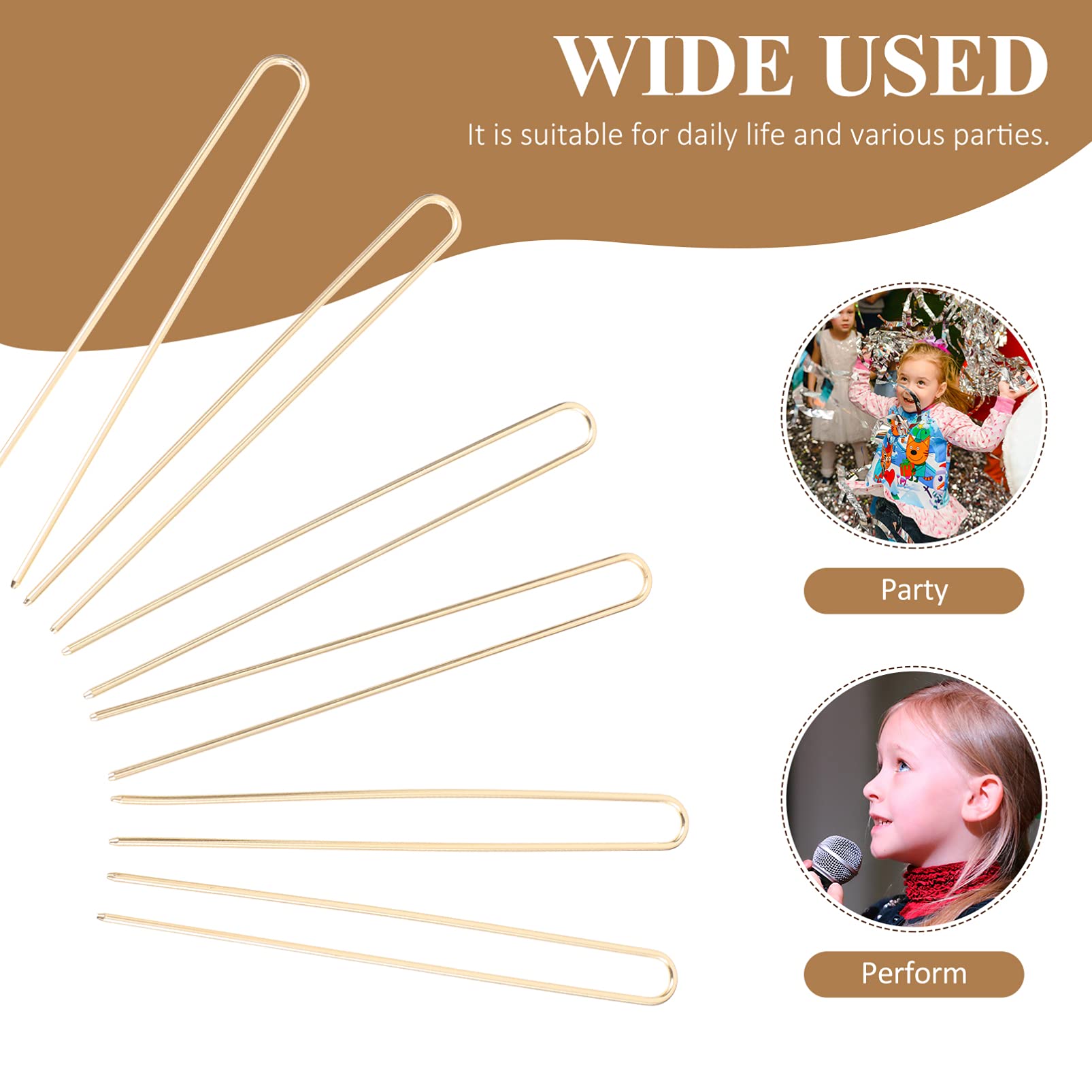 Beaupretty 10pcs U Shaped Bobby Pins - Golden Hair Clips for Buns, Updos & Wedding Hairstyles | Bridal Hair Accessories for Women (Hair Forks Included)