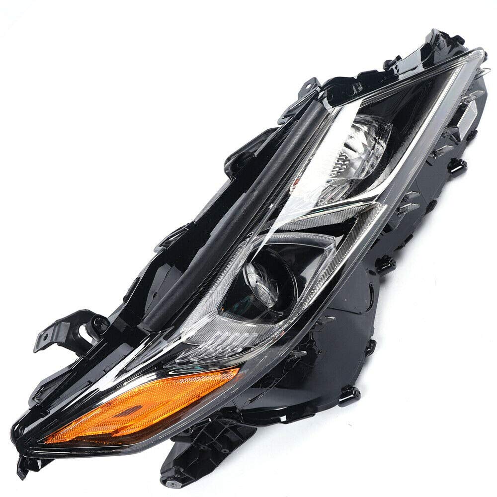 2018-2019 Toyota Camry Halogen Projector Headlights Pair Set - Driver & Passenger Side Replacement Headlamp Assembly for Improved Night Driving Safety