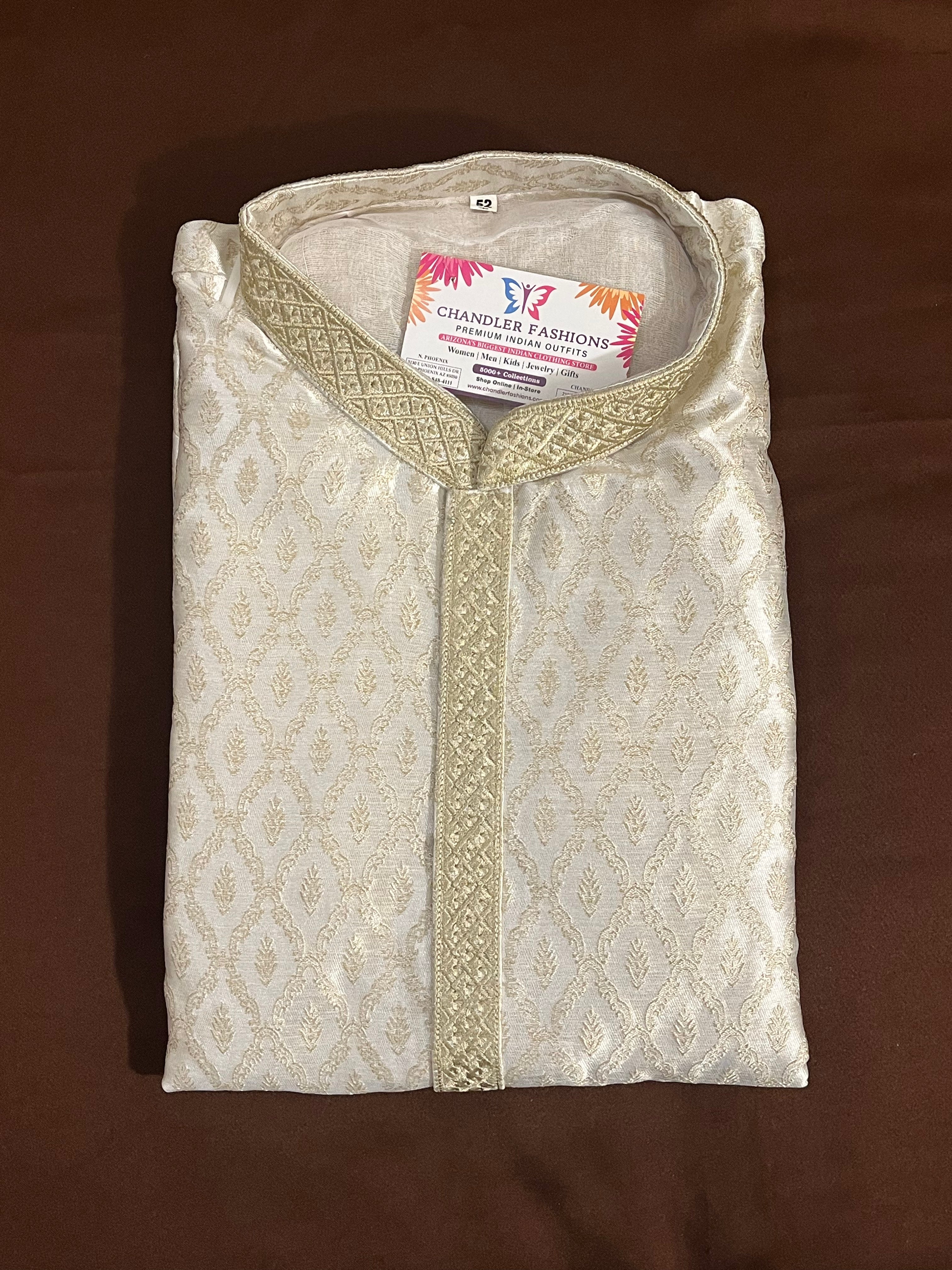 Elegant Cream Color Full Sleeve Embroidered Kurta Pajama Set for Men | Traditional Indian Ethnic Wear for Weddings & Festivals