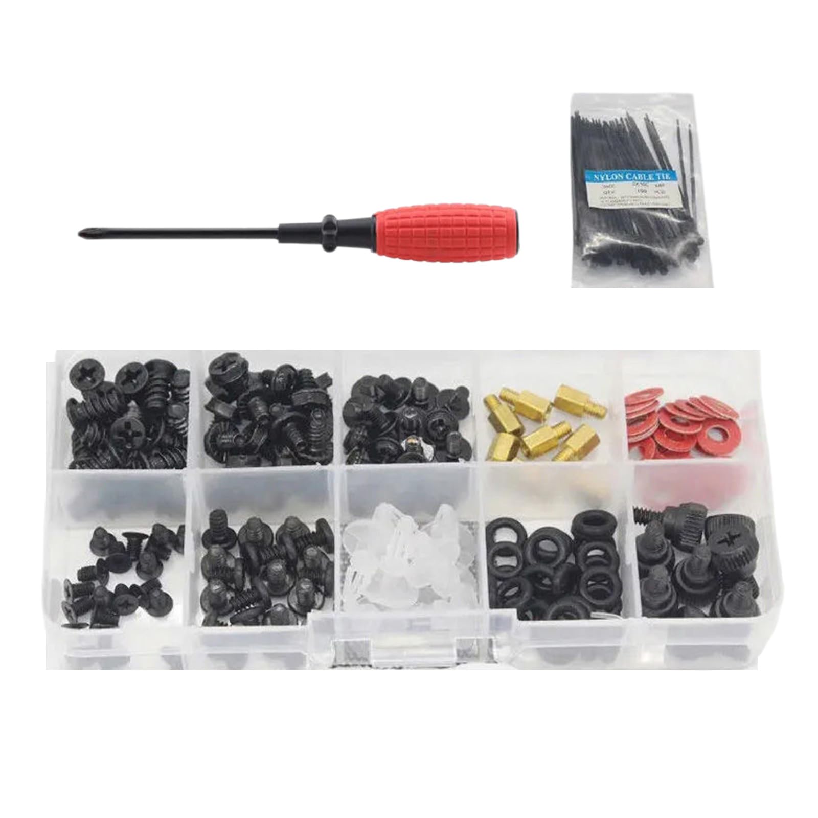 Premium Computer Screws & Motherboard Standoffs Assortment Kit - 200+ Pcs PC Repair Screw Set with Clear Storage Case | Durable Metal Construction for PC Building, Laptop Repair & Electronics Maintenance