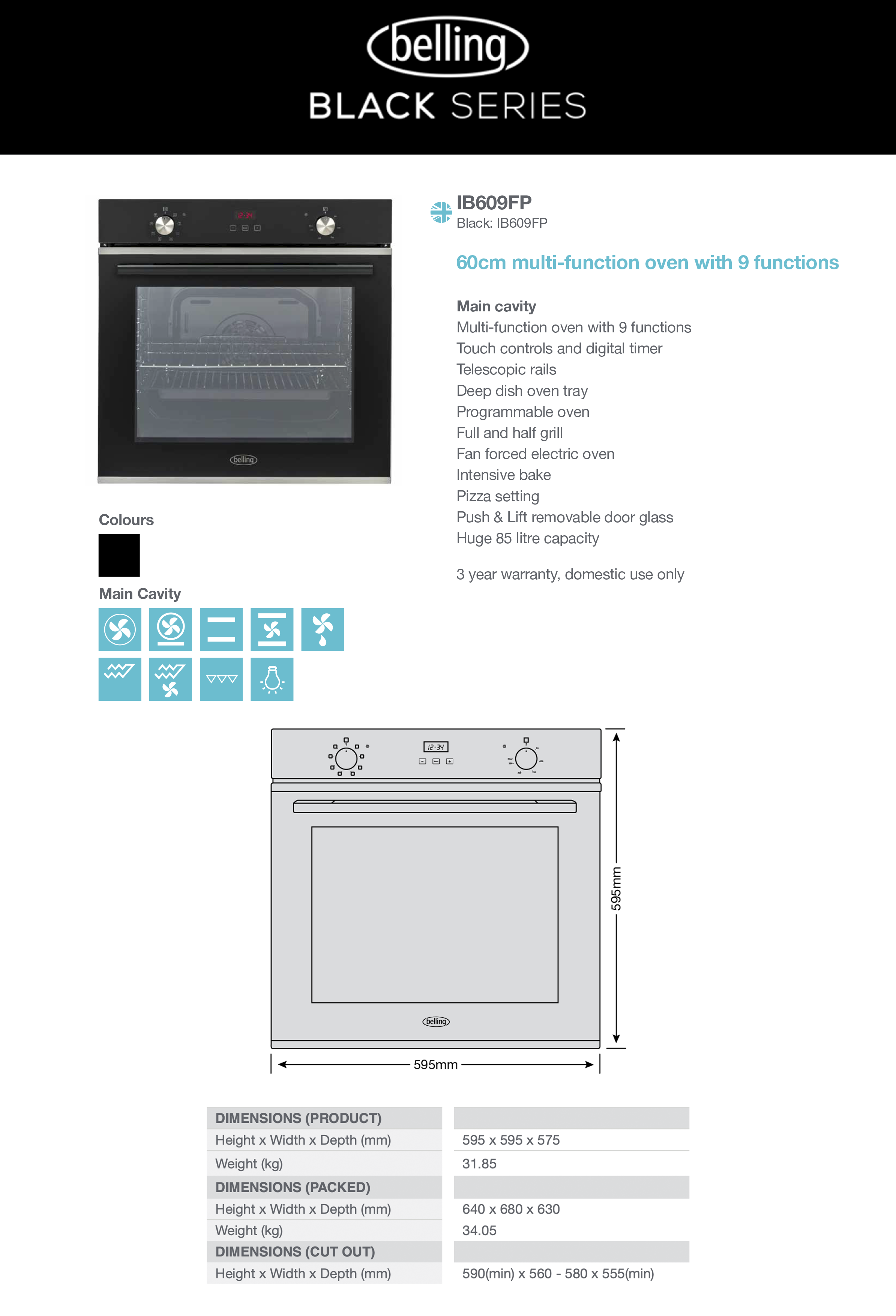 Belling 60cm Induction Cooktop Kitchen Package BEI01 - Premium Electric Stove for Modern Homes, Fast & Energy-Efficient Cooking