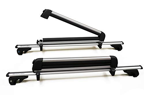 BRIGHTLINES Crossbars & Ski Rack for 6 Skis 4 Snowboards - Compatible with 2001-2014 VW Jetta Wagon - Heavy Duty Roof Rack for Winter Sports & Outdoor Adventures