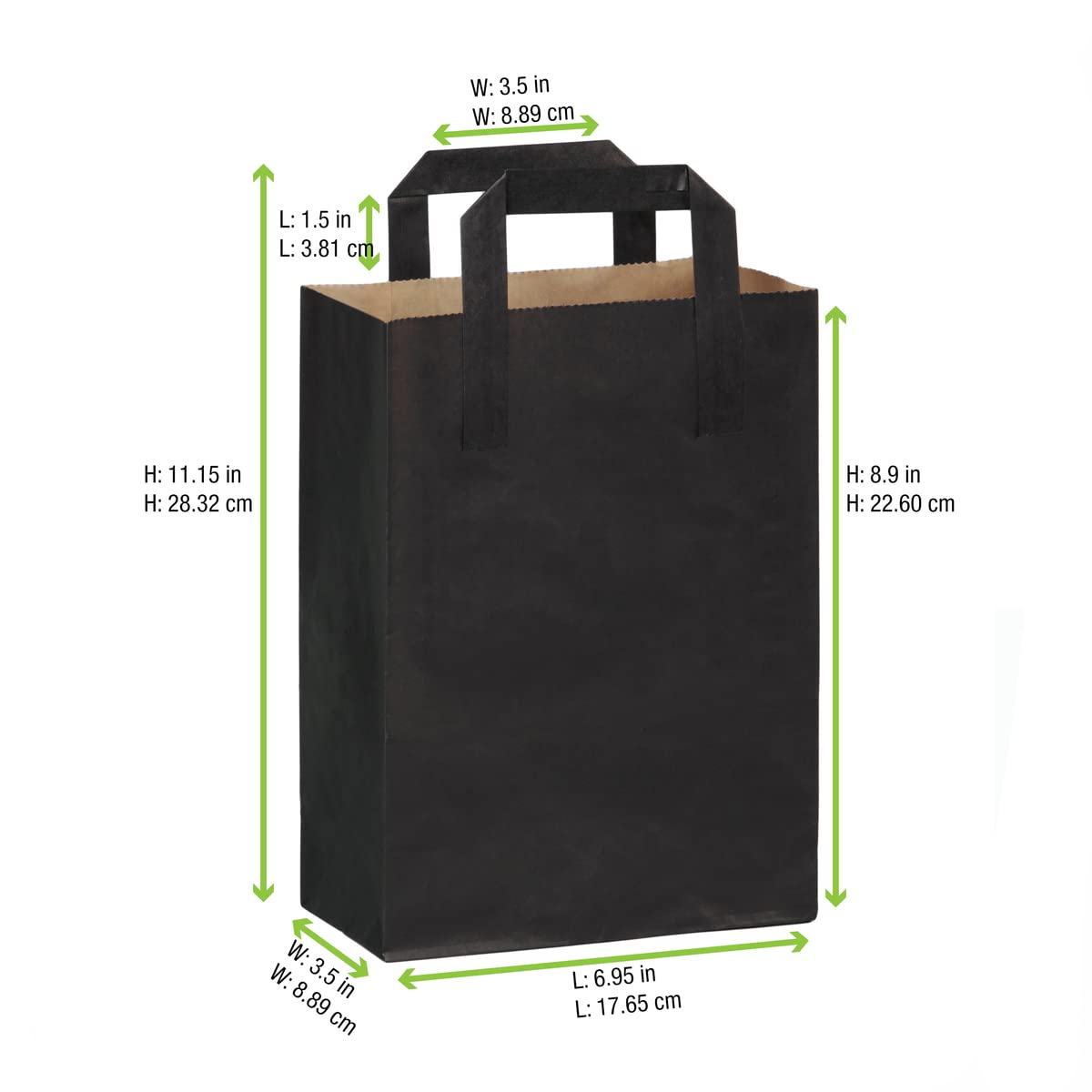 Premium Black Kraft Party Favor Bags with Handles - 6.8