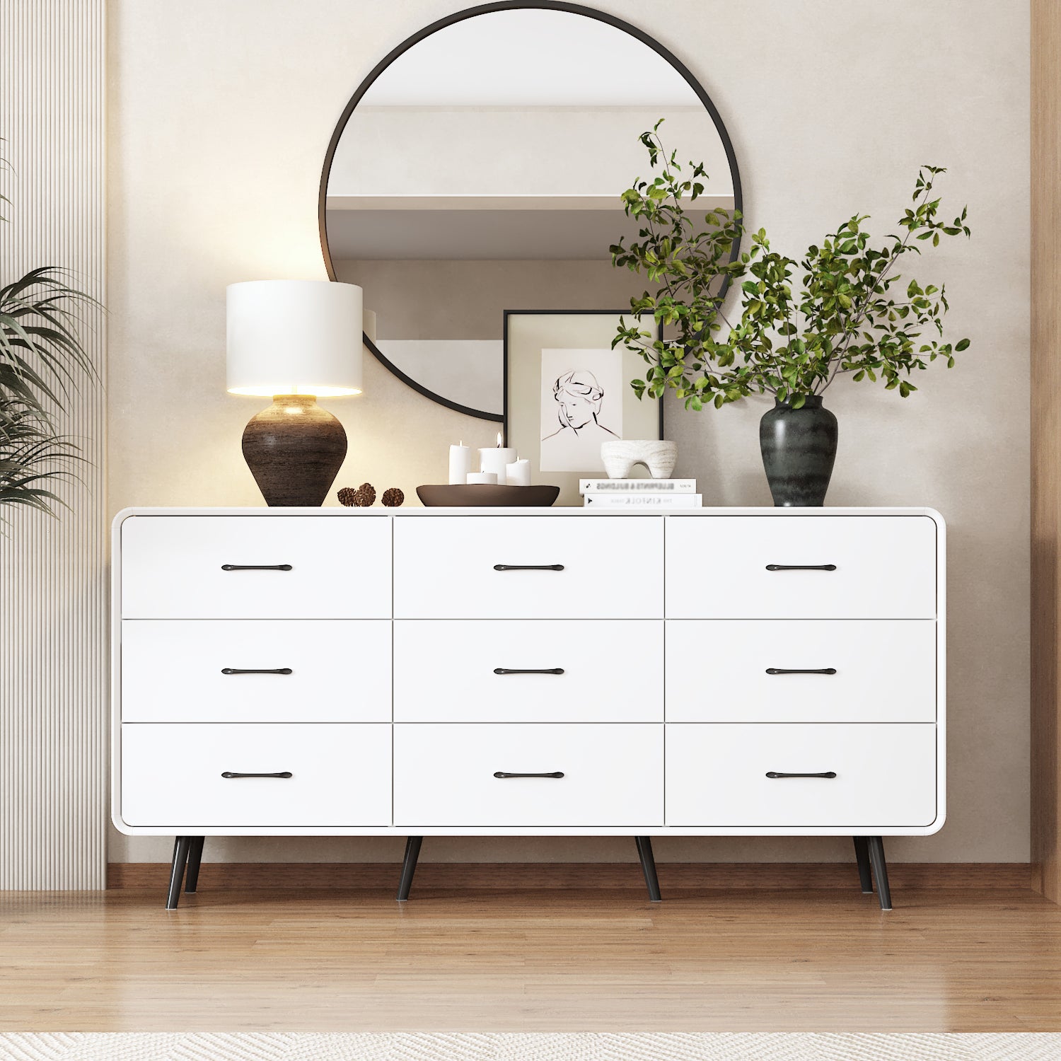 9-Drawer Dresser with Sturdy Metal Legs - Modern Bedroom Storage Organizer for Clothes, Linens & Accessories