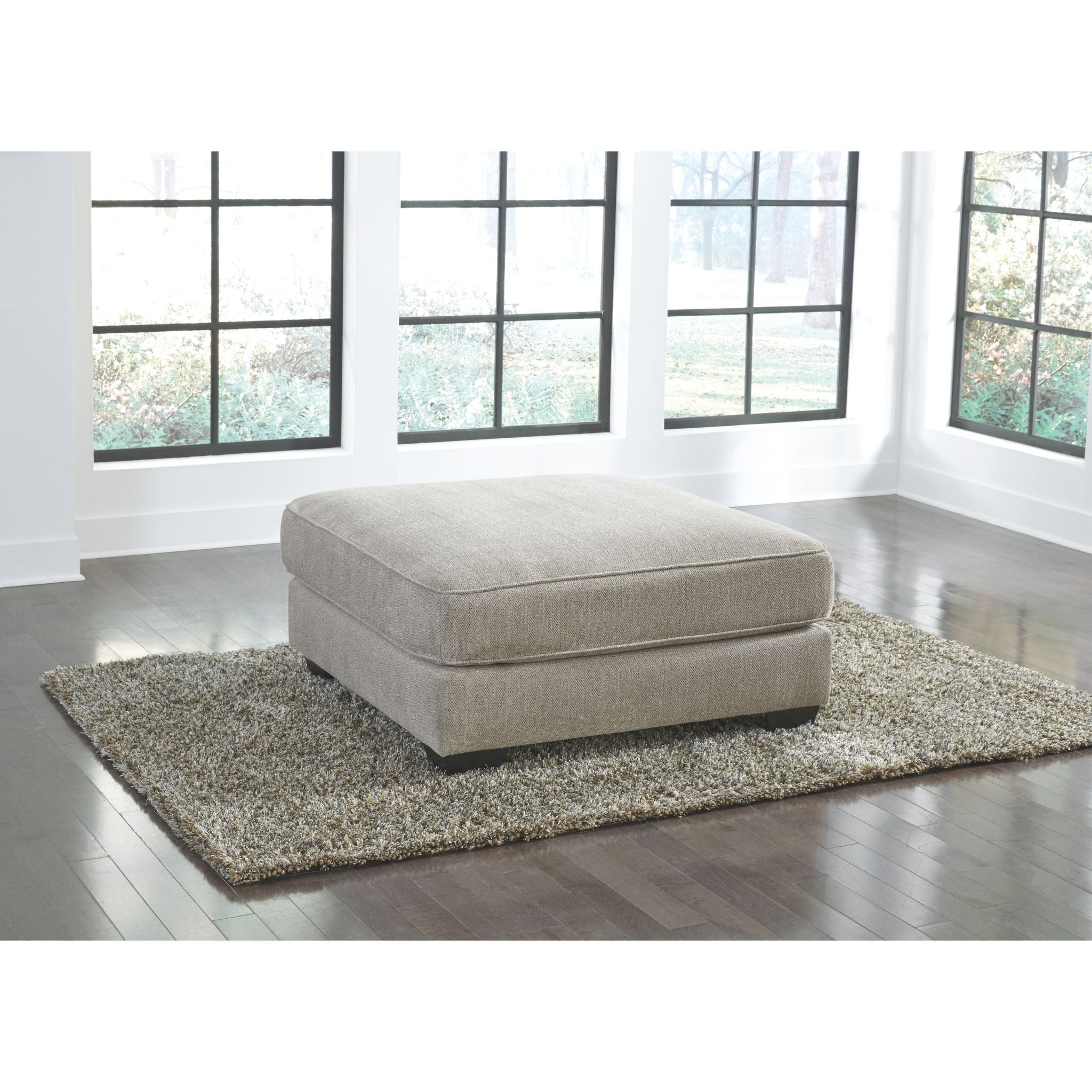 Ardsley Oversized Accent Ottoman in Pewter - Large Footrest Pouf for Living Room, Bedroom & Home Decor