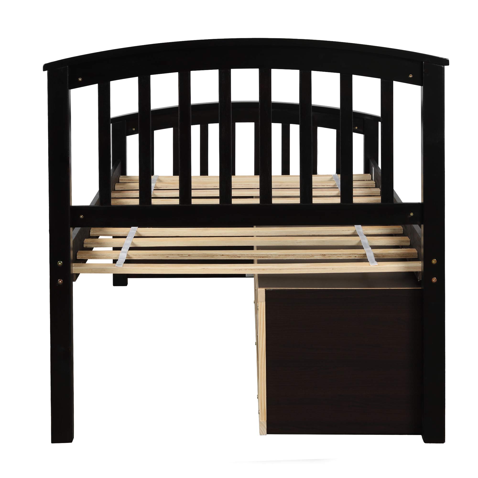 MERITLINE Wood Twin Storage Platform Bed with 6 Drawers, Headboard & Footboard - Space-Saving Captain Bed for Kids' Room | Perfect for Small Bedrooms, Dormitories & Guest Rooms