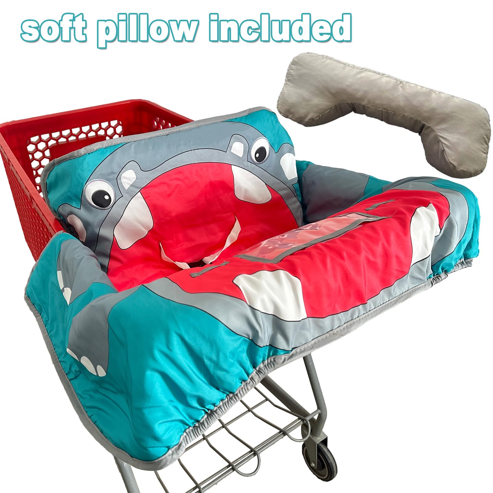 Waterproof 2-in-1 Baby Cart & High Chair Cover - Soft Pillow (Hippo) for Shopping & Dining