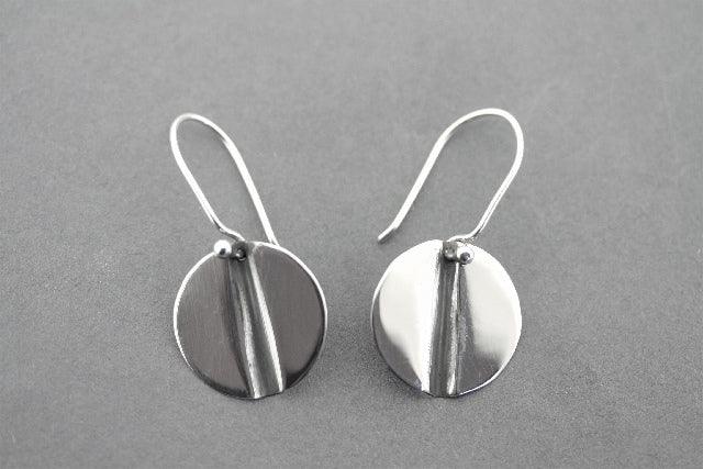 Oxidized Groove Disc Earrings for Women - Sterling Silver Boho Dangle Earrings - Perfect for Parties, Weddings & Everyday Wear